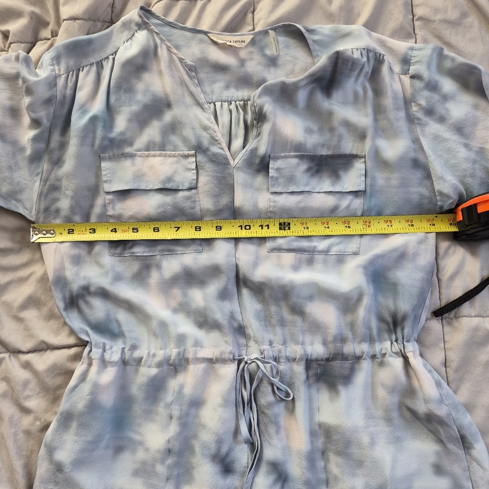 Rebecca Taylor "Haze" 100% Silk Tie-Dye Roll-Tab Sleeve Dress, Size 6 - Picture 10 of 13
